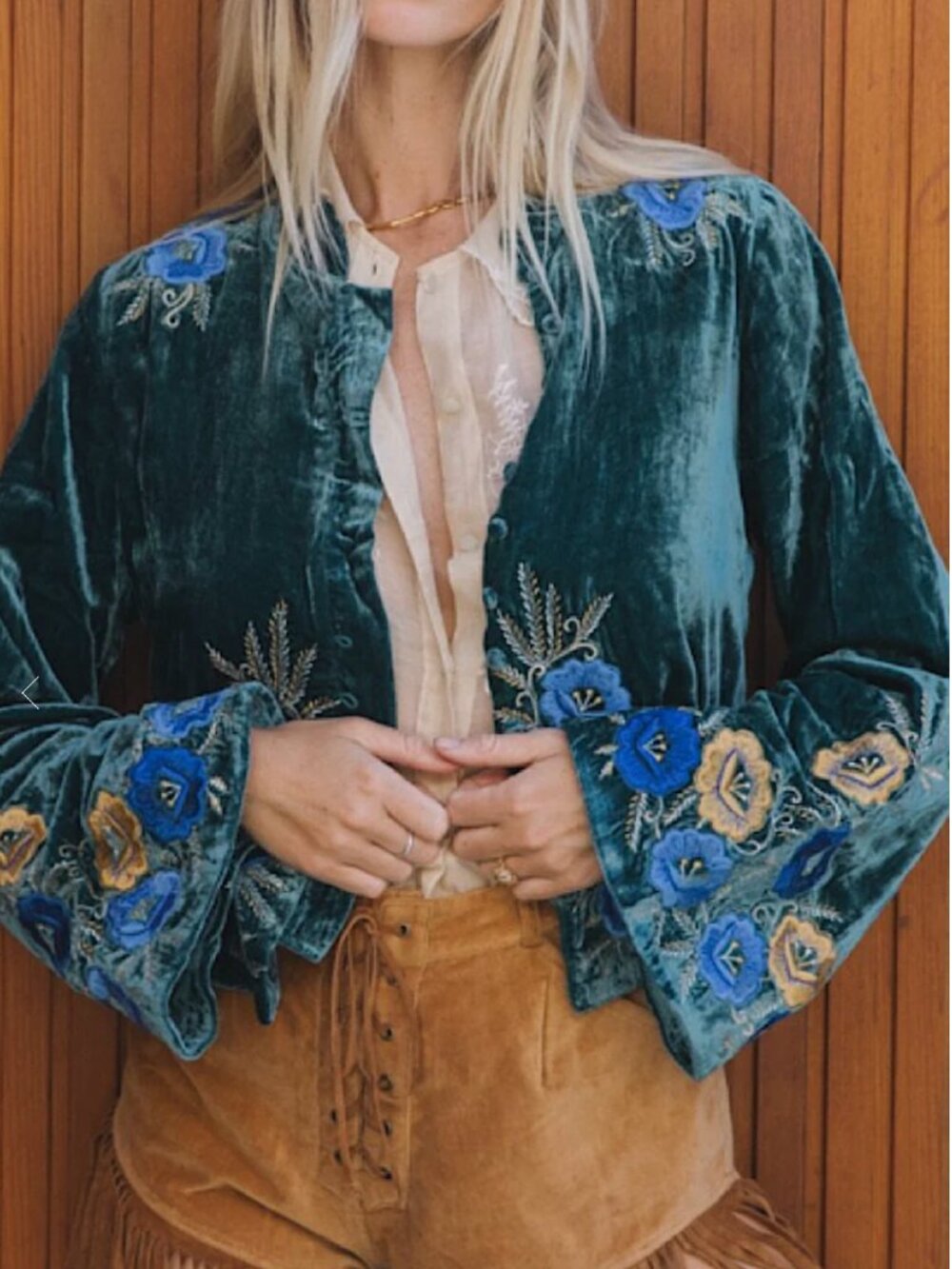 Chasing Unicorns 'Riders On The Storm' Velvet Jacket - Emerald - Small - NWT